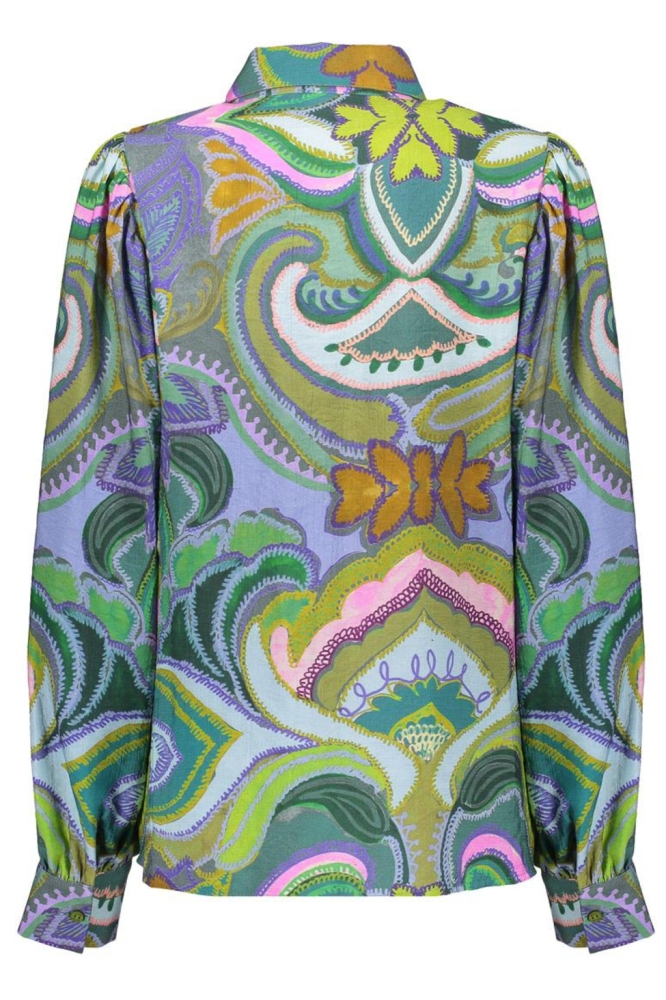 BLOUSE GRAFISCHE PRINT MET TAPE 53227 20 Green/Purple